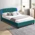 Double Bed Frame with LED Headboard - Green, Fabric