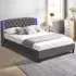 Double Bed Frame with LED Headboard - Grey, Fabric