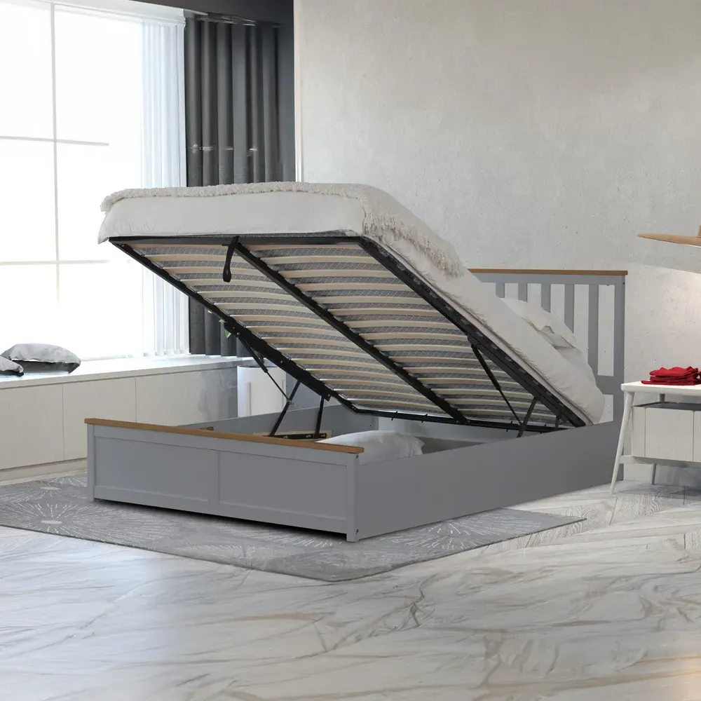 Double Gas Lift Ottoman Bed with Storage - Grey