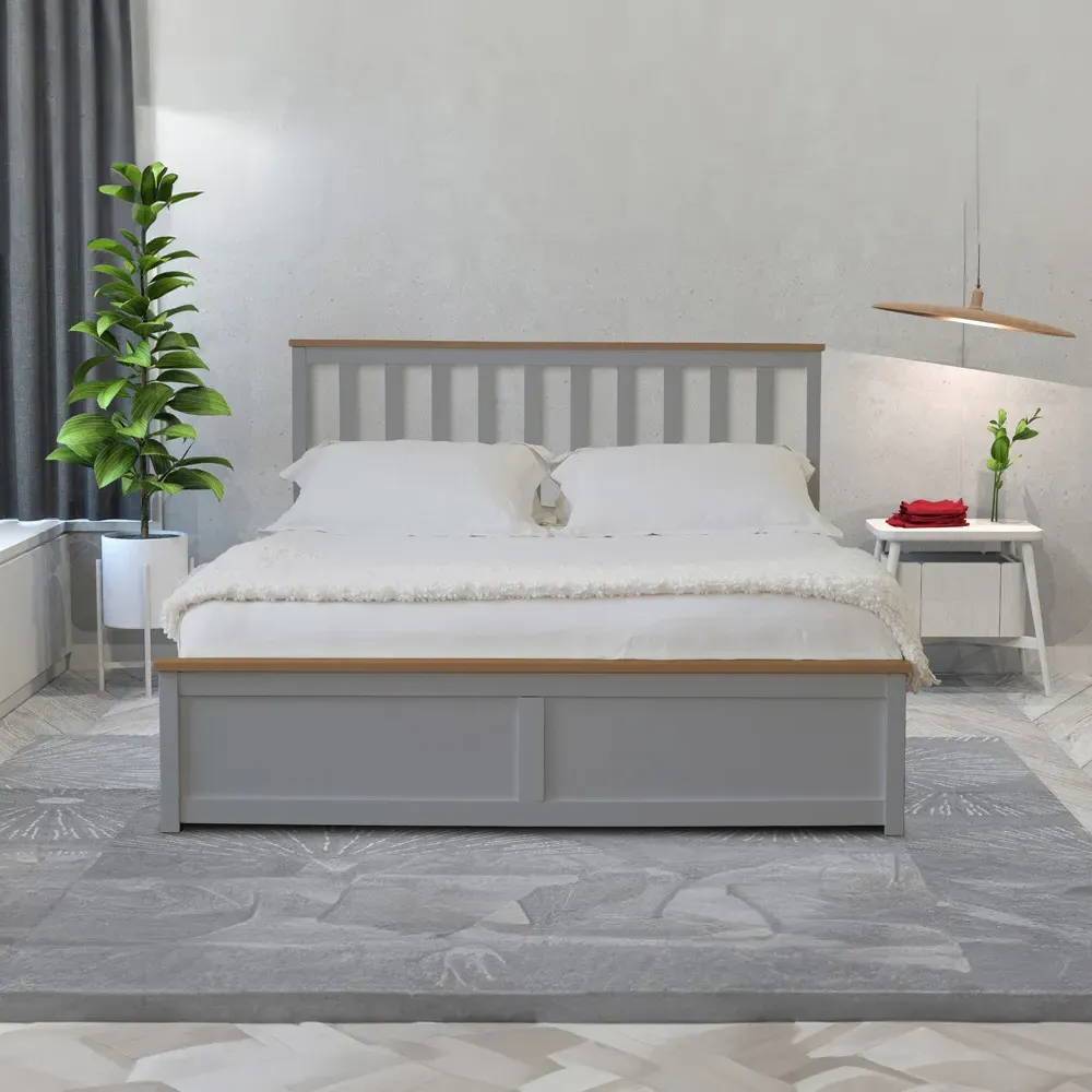 Double Gas Lift Ottoman Bed with Storage - Grey