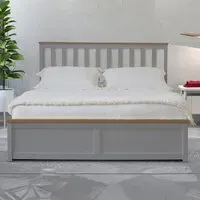 Double Gas Lift Ottoman Bed with Storage - Grey