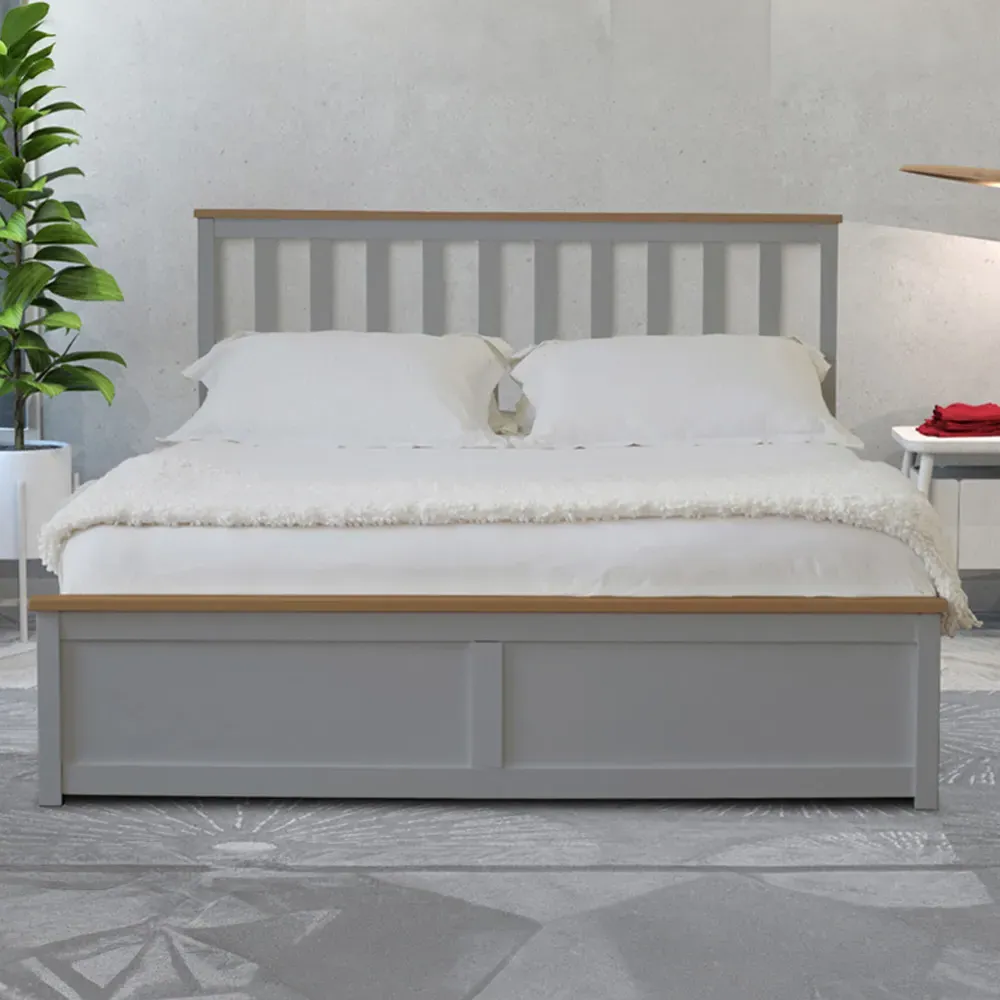 Double Gas Lift Ottoman Bed with Storage - Grey