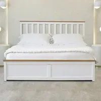 Double Gas Lift Ottoman Bed with Storage - White