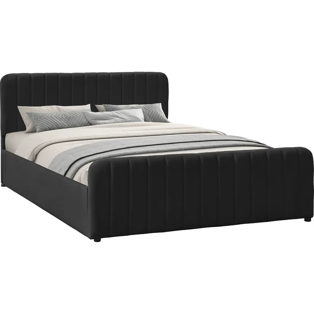 Double Ottoman Bed Frame with Storage - Black, Velvet