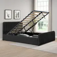 Double Ottoman Bed Frame with Storage - Black, Velvet