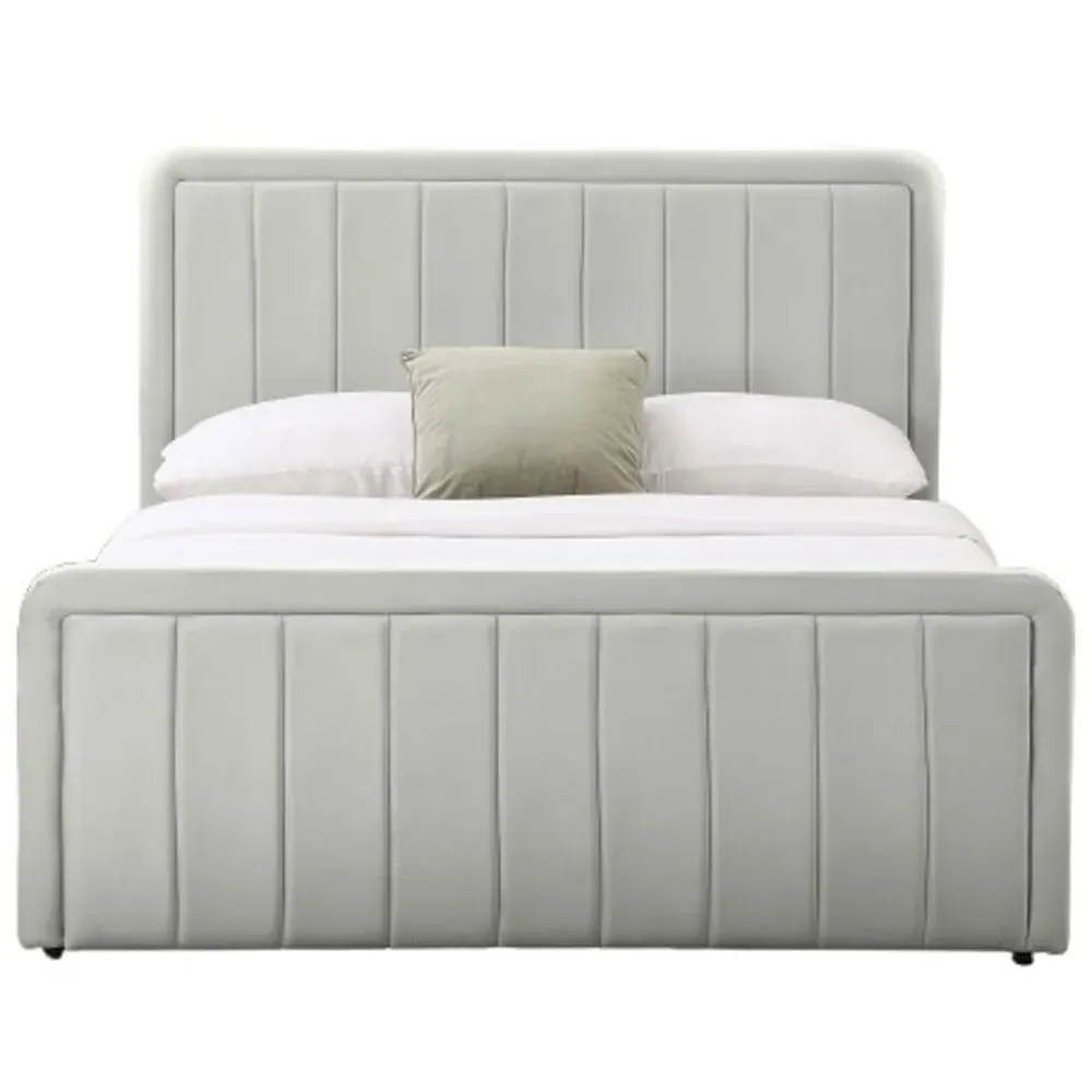 Double Ottoman Bed Frame with Storage - Cream, Velvet