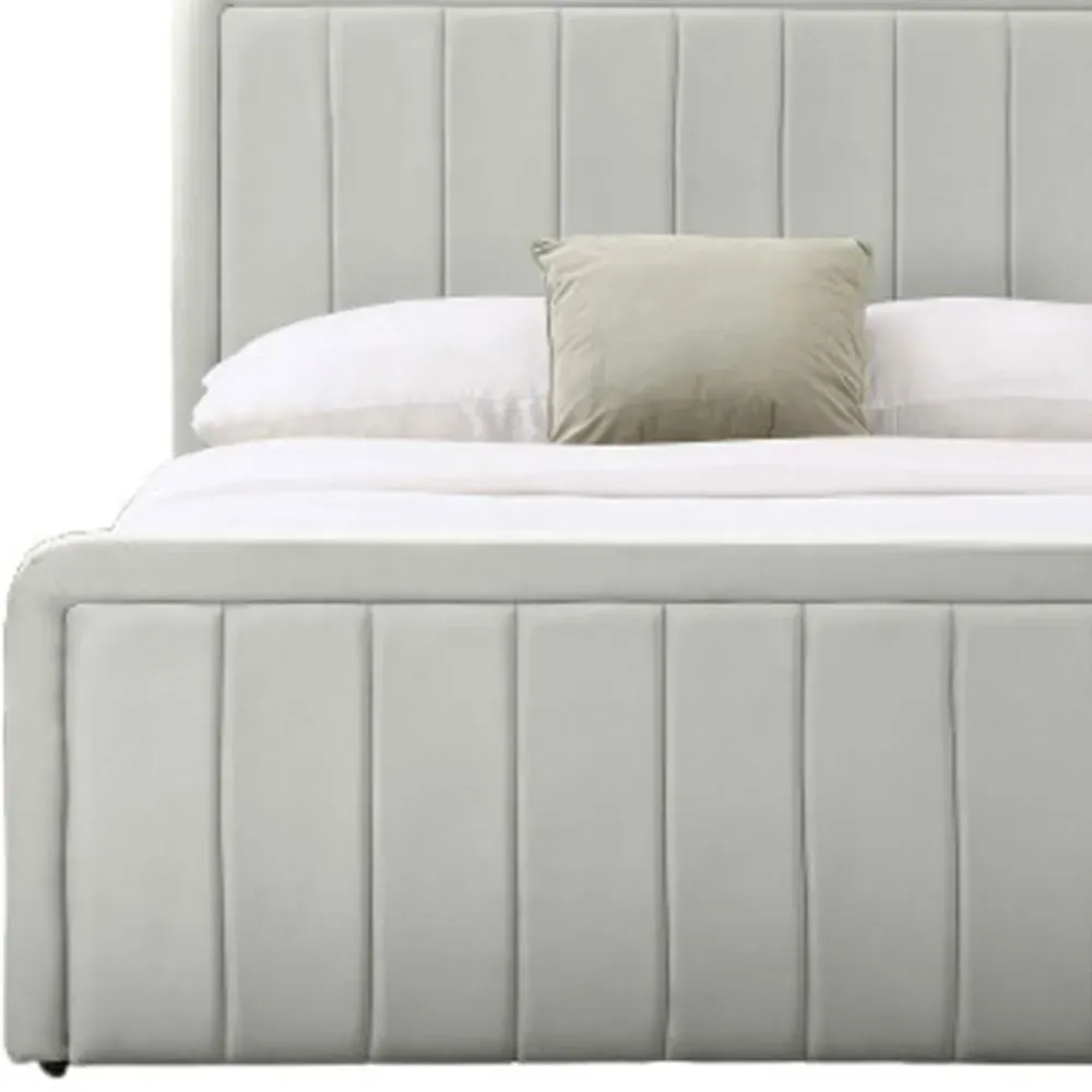 Double Ottoman Bed Frame with Storage - Cream, Velvet