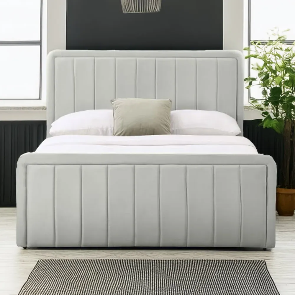Double Ottoman Bed Frame with Storage - Cream, Velvet