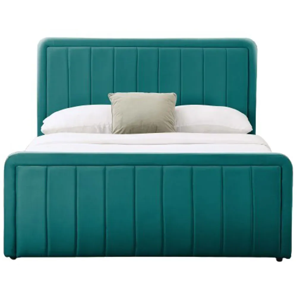 Double Ottoman Bed Frame with Storage - Green, Velvet