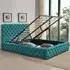 Double Tufted Bed Frame with Storage - Green, Fabric