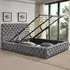 Double Tufted Bed Frame with Storage - Grey, Fabric