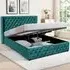 Double Winged Ottoman Bed Frame with Storage - Green, Velvet