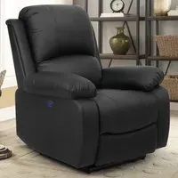 Electric Recliner Chair - Black, PU Leather