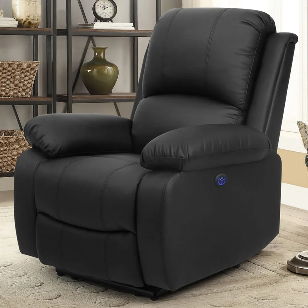 Electric Recliner Chair - Black, PU Leather image