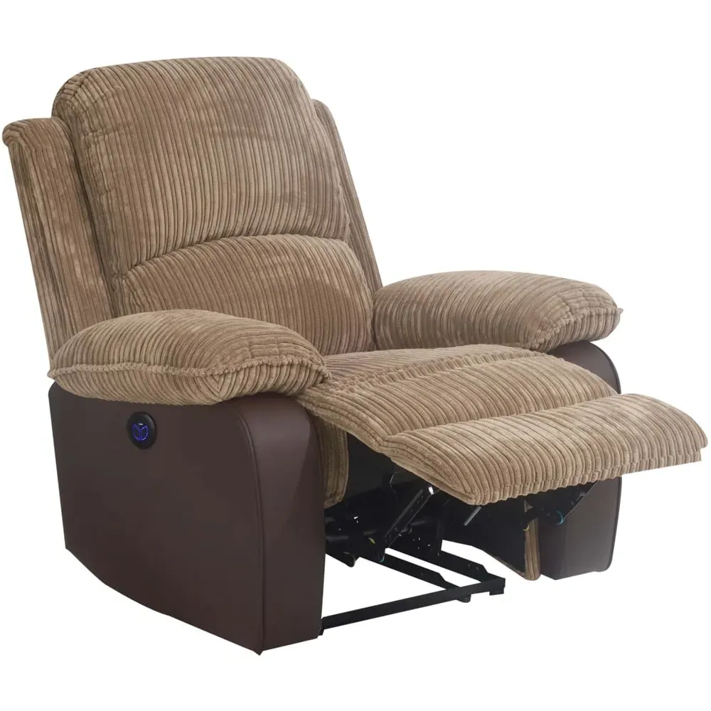 Electric Recliner Chair - Brown, Cord Fabric