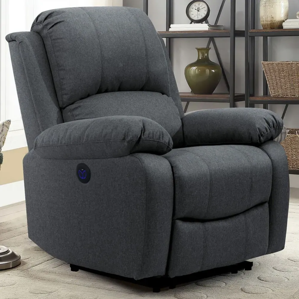 Electric Recliner Chair - Dark Grey, Linen image
