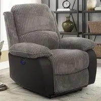 Electric Recliner Chair - Grey, Cord Fabric