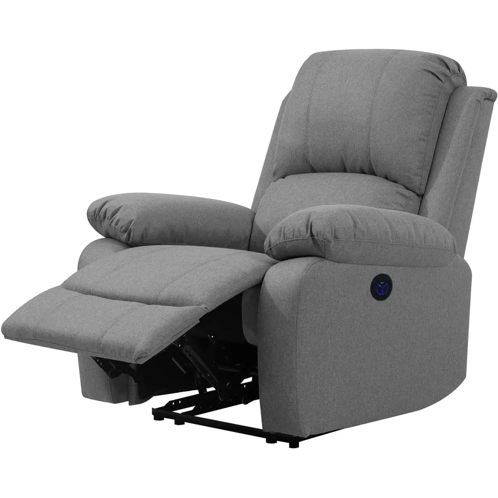 Electric Recliner Chair - Light Grey, Linen