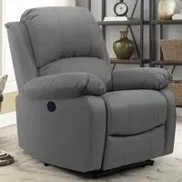 Electric Recliner Chair - Light Grey, Linen