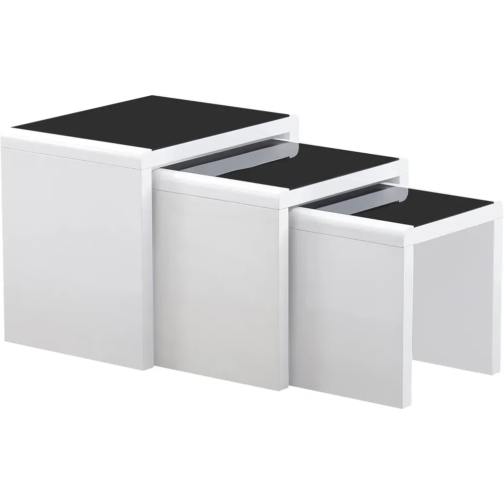 Glass Nest of Tables Set of 3 - White