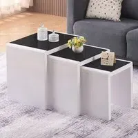 Glass Nest of Tables Set of 3 - White