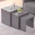 High Gloss Glass Nest of Tables Set of 3 - Grey