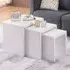 High Gloss Glass Nest of Tables Set of 3 - White