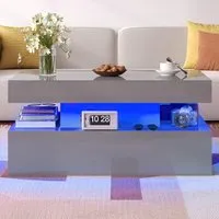 High Gloss LED Coffee Table - Grey