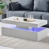 High Gloss LED Coffee Table - White