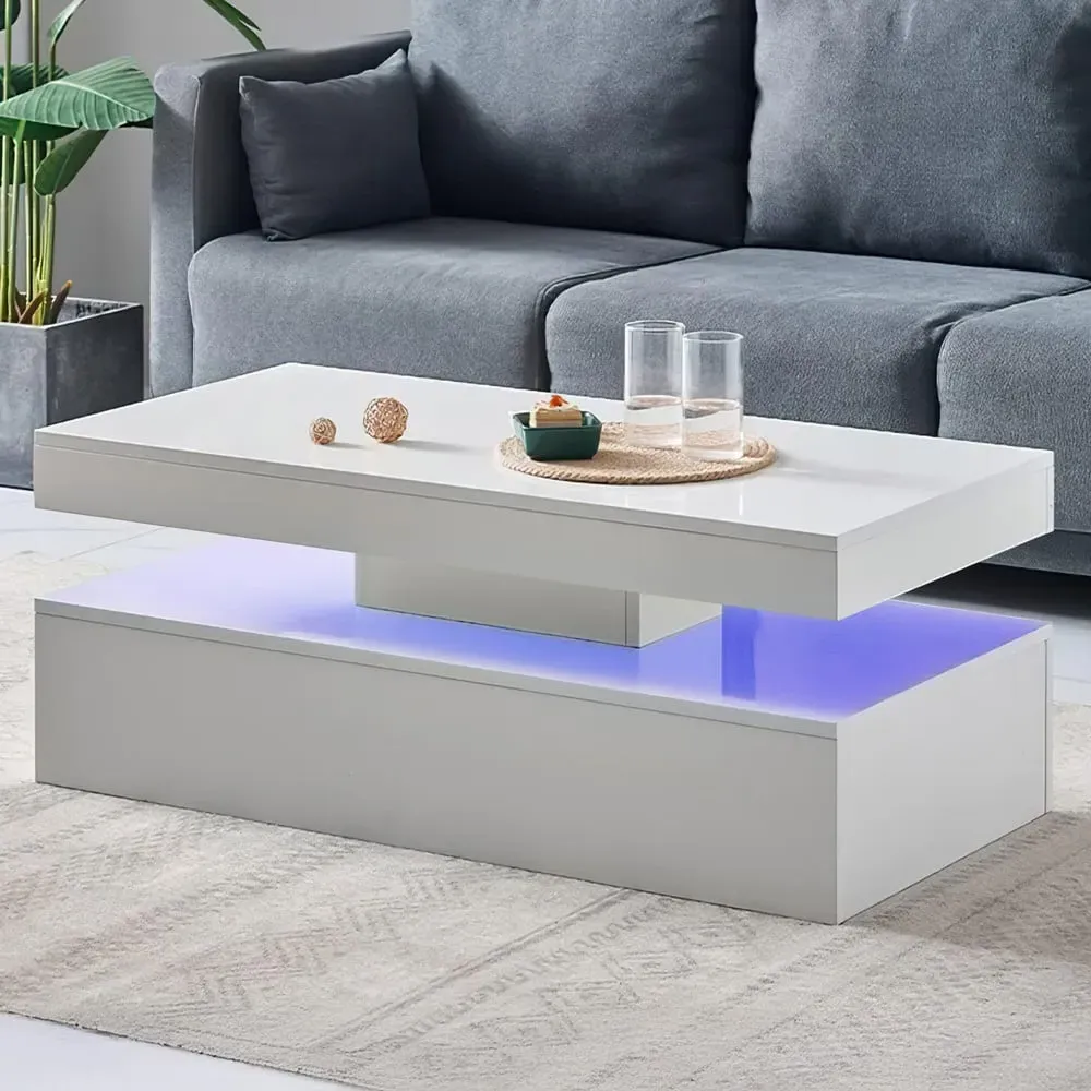 High Gloss LED Coffee Table - White
