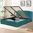King Size Bed Frame with LED Headboard and Storage - Green, Fabric