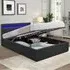 King Size Ottoman Bed Frame with LED - Black, Faux Leather