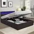 King Size Ottoman Bed Frame with LED - Brown, Faux Leather