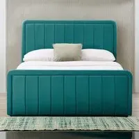 King Size Ottoman Bed Frame with Storage - Green, Velvet