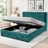 King Size Winged Ottoman Bed Frame with Storage - Green, Velvet