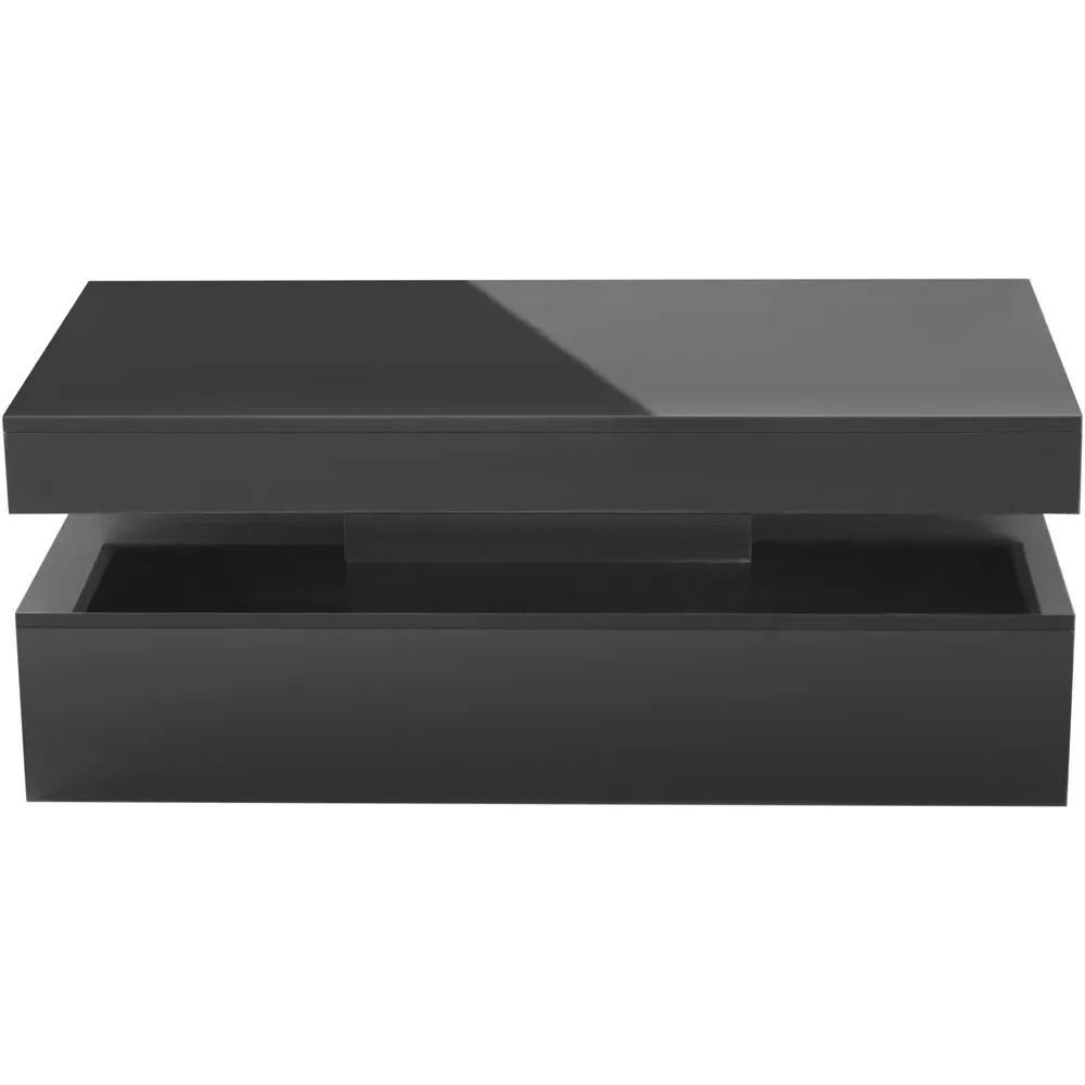 LED Coffee Table with Storage - Black, High Gloss