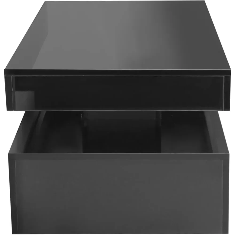 LED Coffee Table with Storage - Black, High Gloss