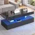 LED Coffee Table with Storage - Black, High Gloss