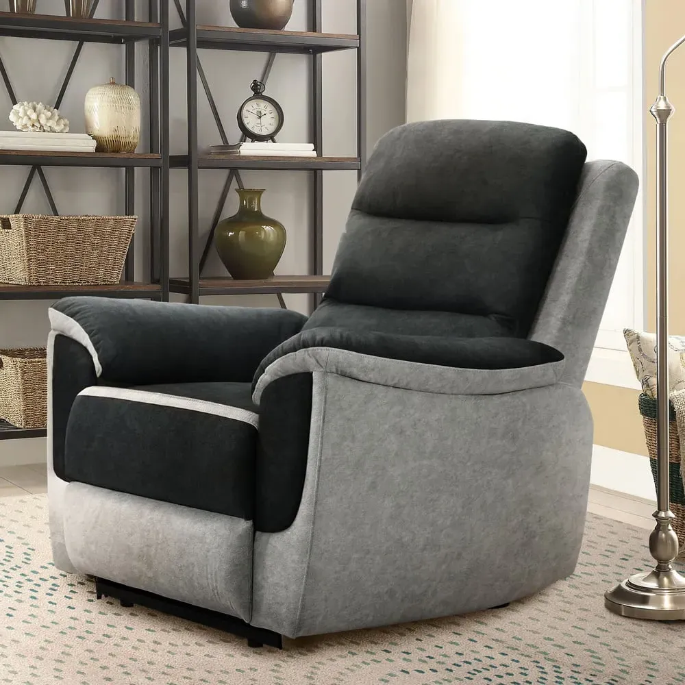 Recliner Chair with Manual Recline - Grey, Fabric image