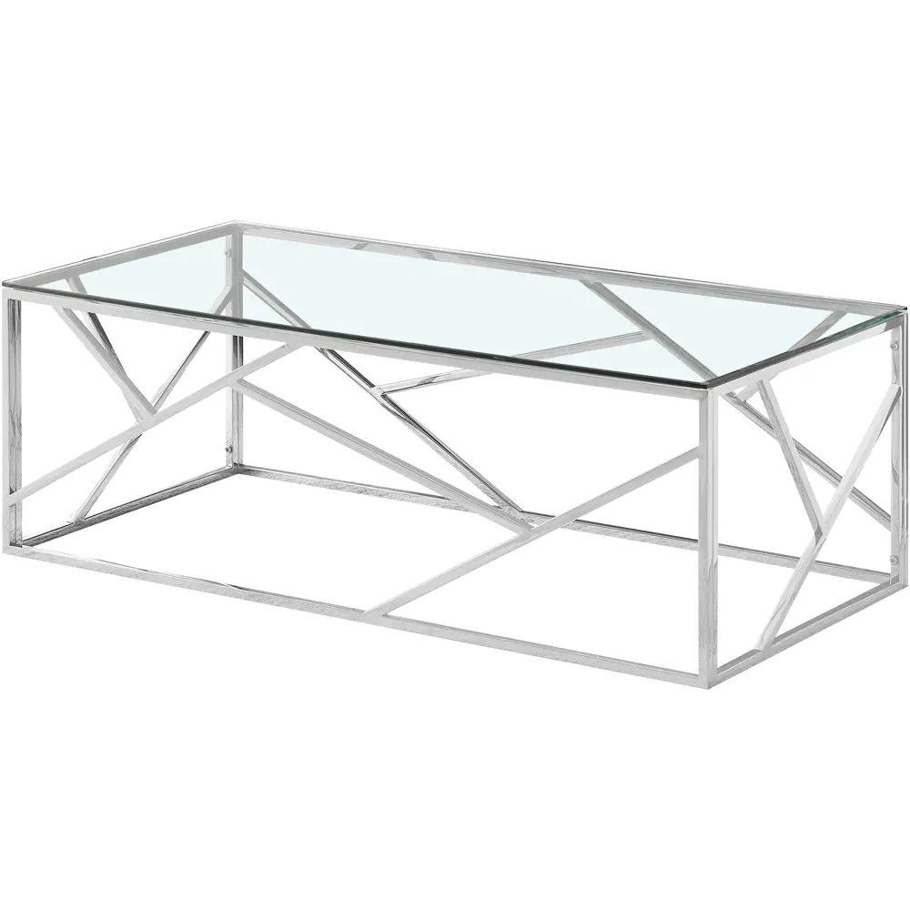 Rectangular Coffee Table - Silver, Glass