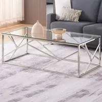 Rectangular Coffee Table - Silver, Glass