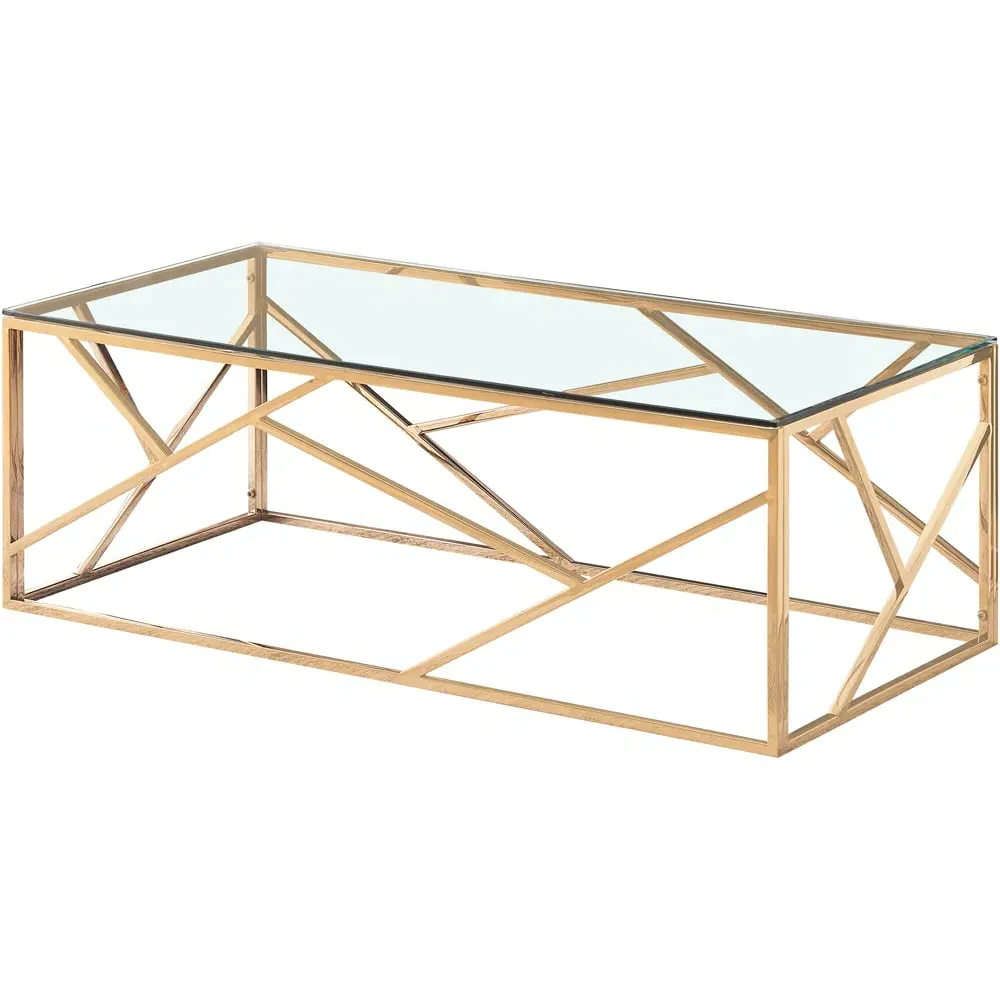 Rectangular Glass Coffee Table - Gold