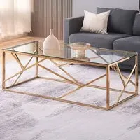 Rectangular Glass Coffee Table - Gold