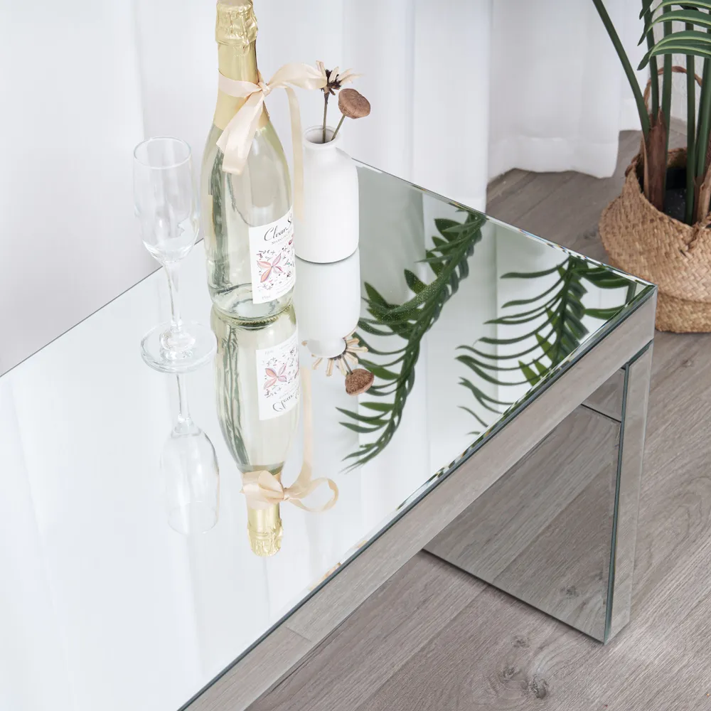 Rectangular Mirrored Glass Coffee Table