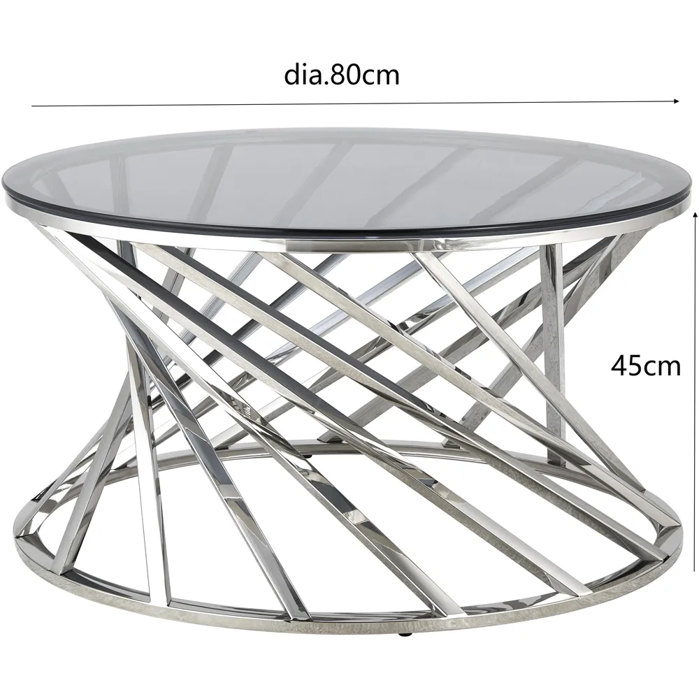Round Glass Coffee Table - Silver