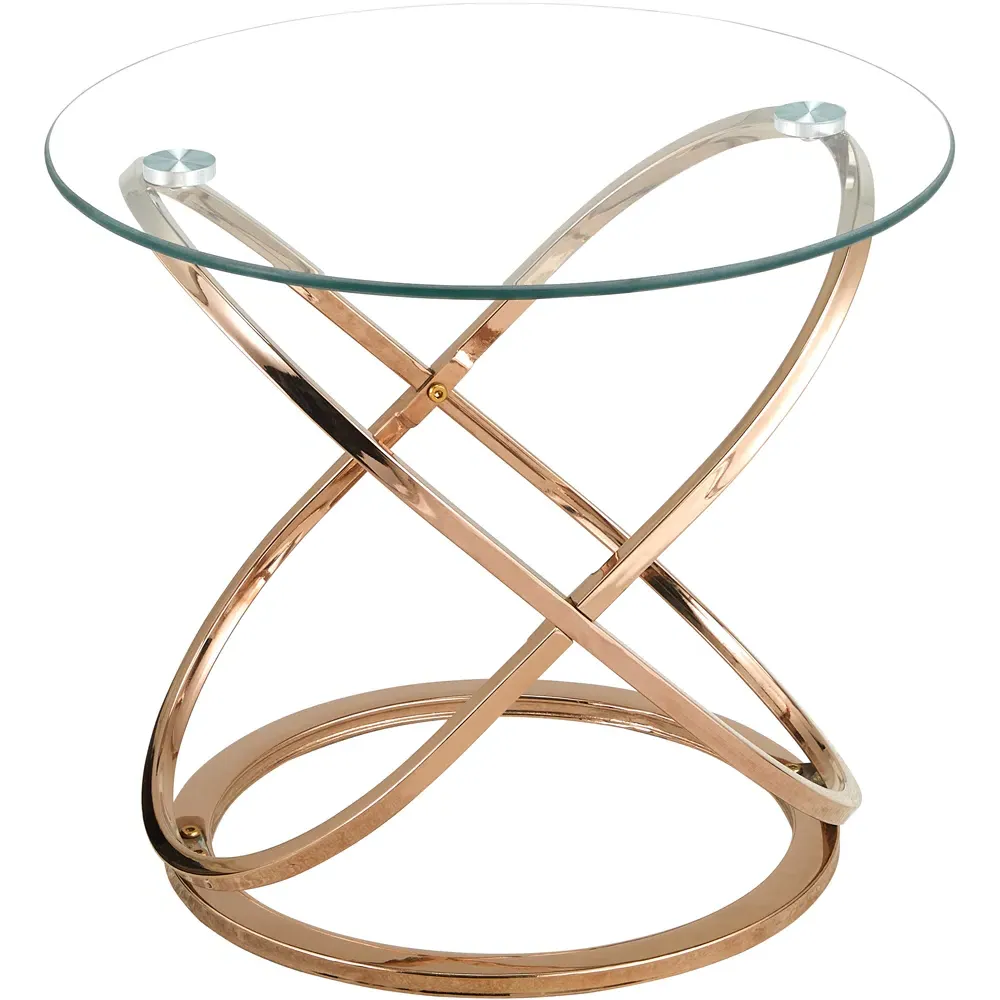 Round Glass Side Table - Gold