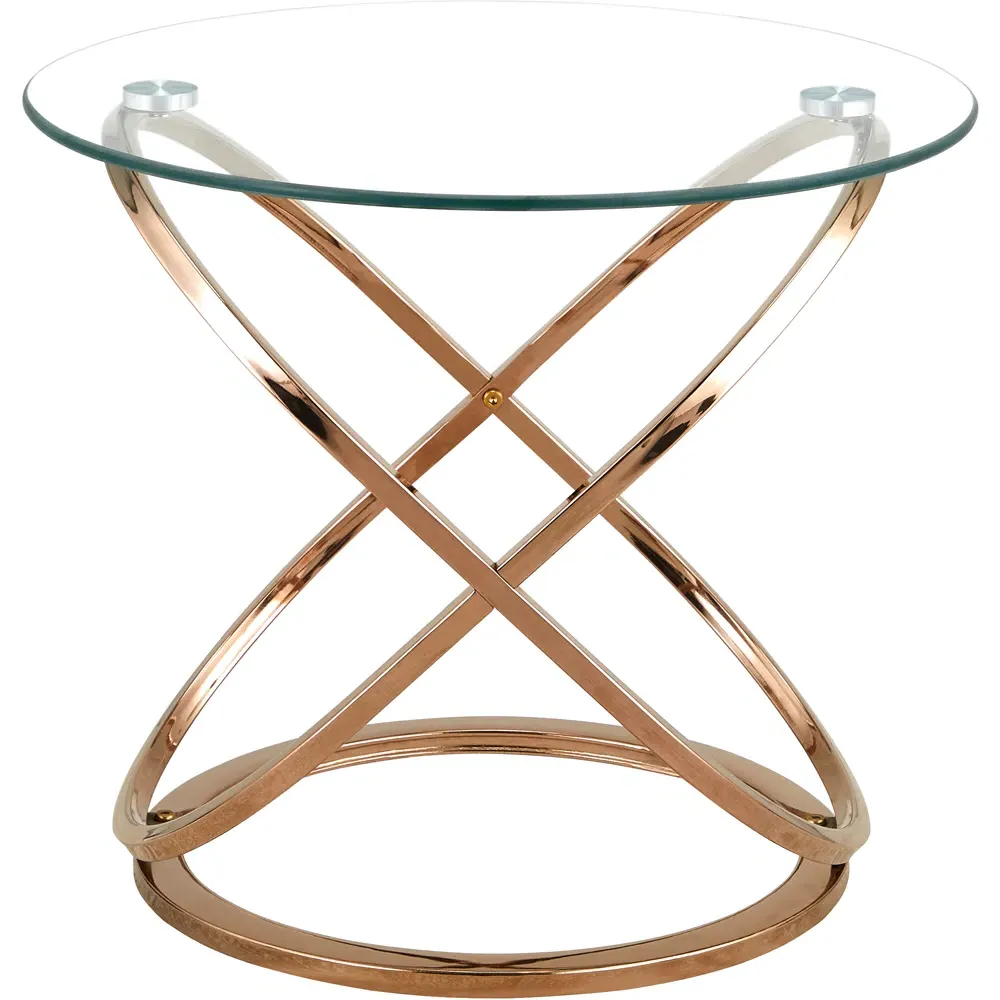 Round Glass Side Table - Gold