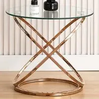 Round Glass Side Table - Gold