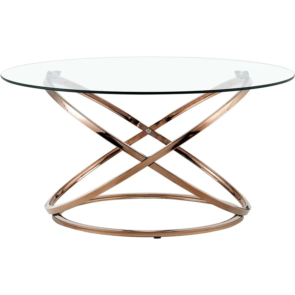 Round Tempered Glass Coffee Table - Gold