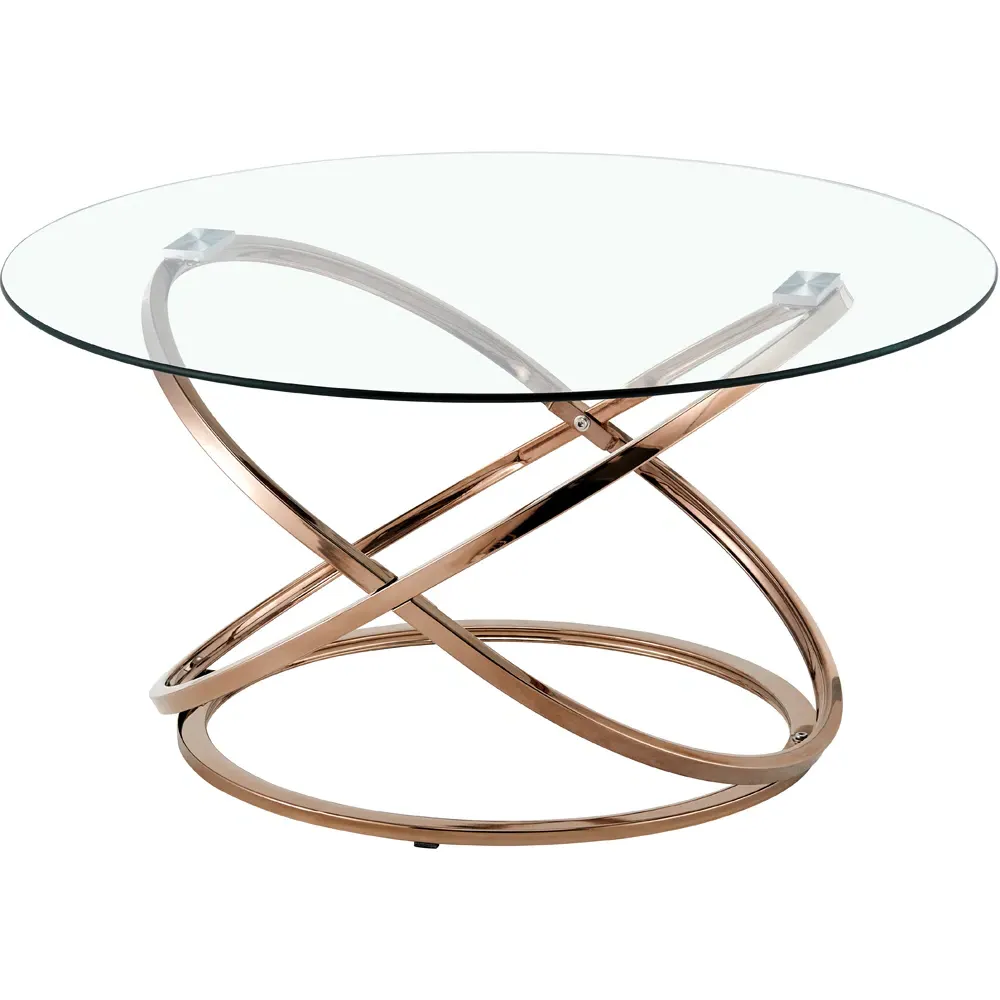 Round Tempered Glass Coffee Table - Gold